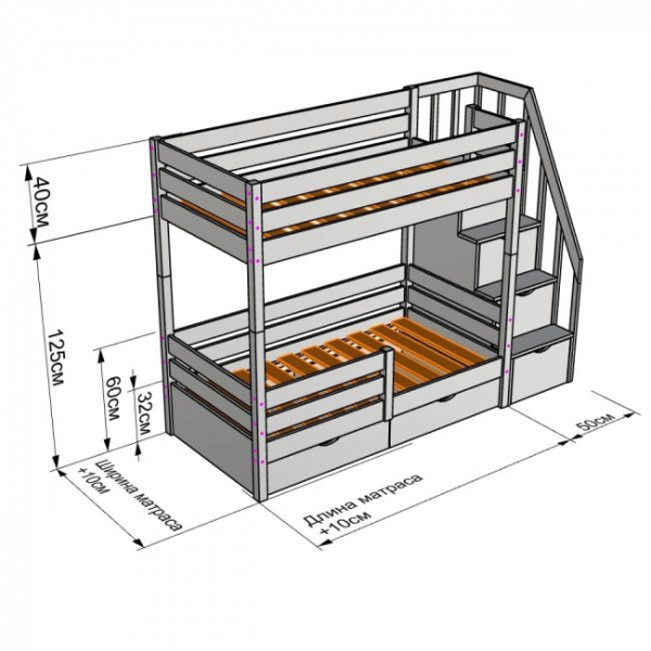 Двухъярусная кровать своими руками: как собрать функциональную мебель из дерева и металла, простые чертежи и схемы  | 80+ Фото & Видео