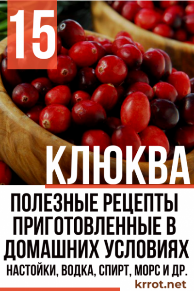 15 Рецептов клюквы (настойки, водка, спирт, морс и др.) приготовленные в домашних условиях, а также как правильно заморозить ее и сохранить